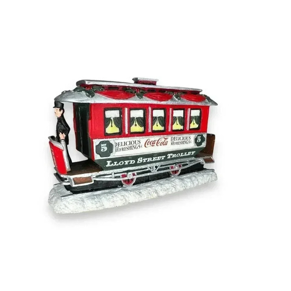 Vintage 90s Coca Cola House LLOYD STREET TROLLEY Figurine 1993 Christmas - Picture 5 of 6